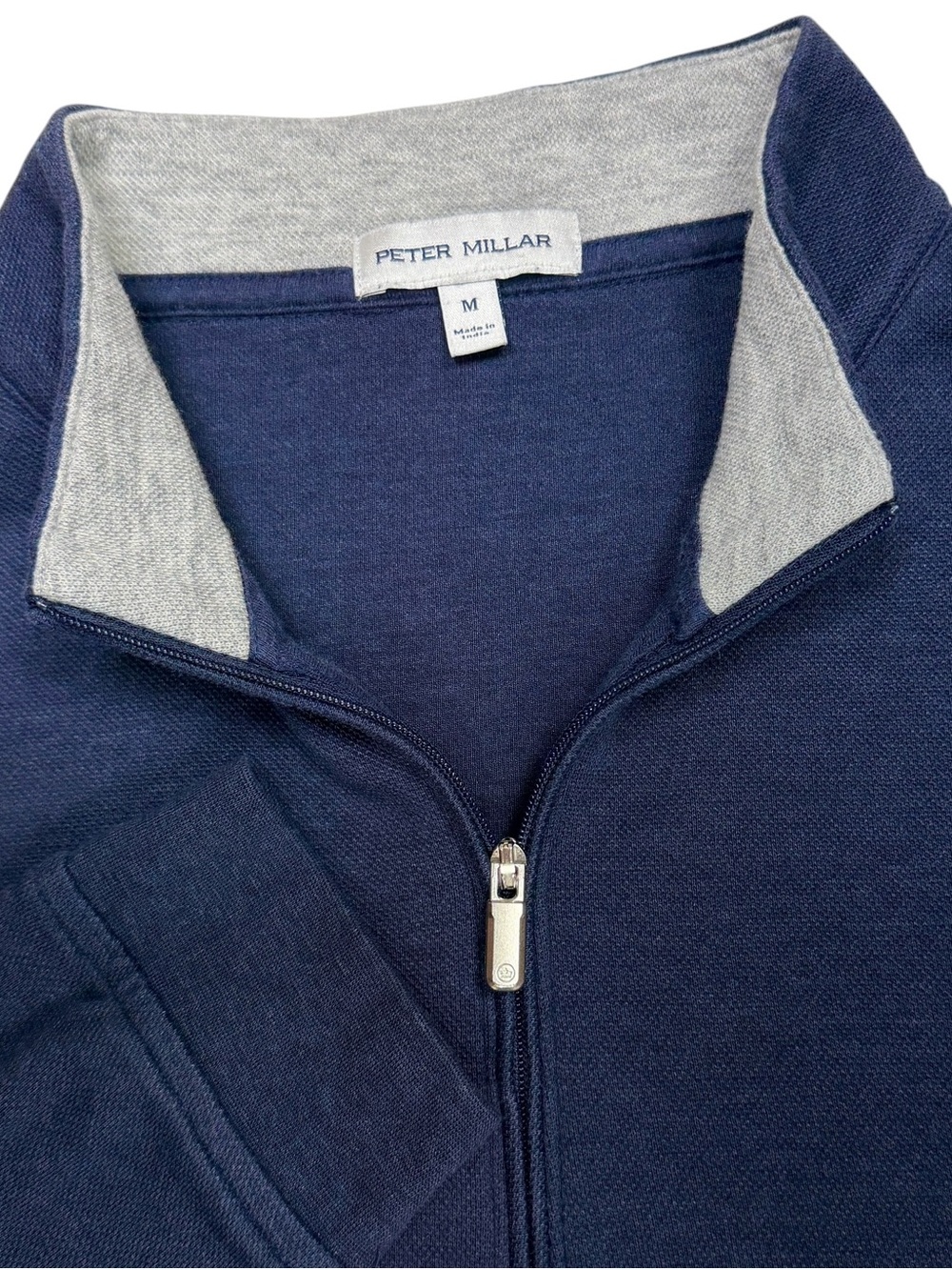 Peter Millar Perth Mens Medium Blue Performance Zip Golf Pullover Crown Stretch